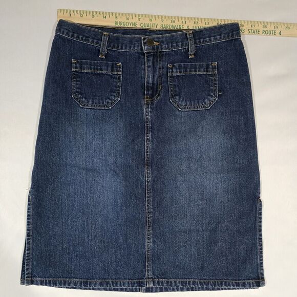 Vtg Y2K 90's Abercrombie & Fitch Midi Slit Hem Denim Skirt Womens 8 Retro USA - Picture 4 of 11